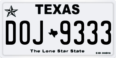 TX license plate DOJ9333