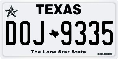 TX license plate DOJ9335