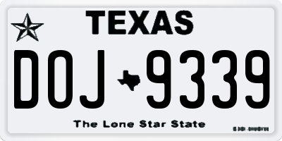 TX license plate DOJ9339