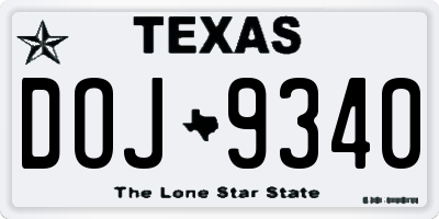 TX license plate DOJ9340