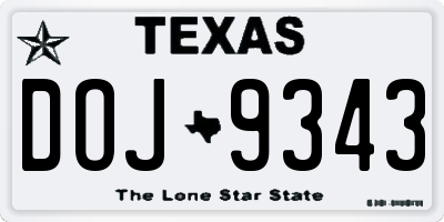 TX license plate DOJ9343