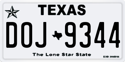 TX license plate DOJ9344
