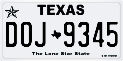 TX license plate DOJ9345