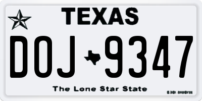 TX license plate DOJ9347