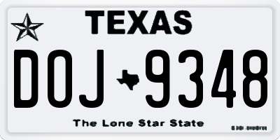 TX license plate DOJ9348