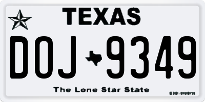 TX license plate DOJ9349