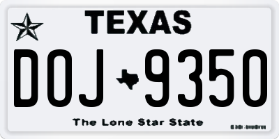 TX license plate DOJ9350