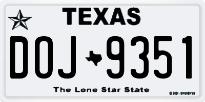 TX license plate DOJ9351