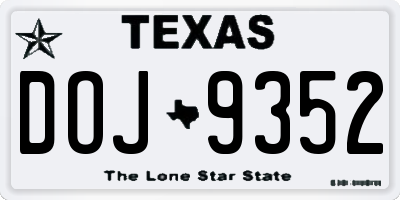 TX license plate DOJ9352