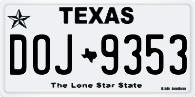 TX license plate DOJ9353