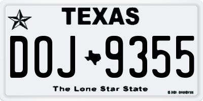 TX license plate DOJ9355