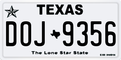 TX license plate DOJ9356