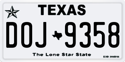 TX license plate DOJ9358