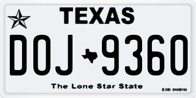 TX license plate DOJ9360