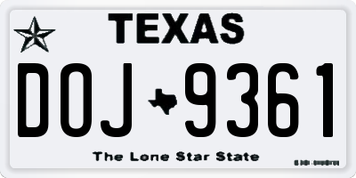 TX license plate DOJ9361