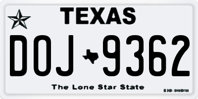 TX license plate DOJ9362