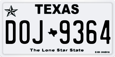 TX license plate DOJ9364