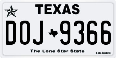 TX license plate DOJ9366