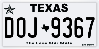 TX license plate DOJ9367