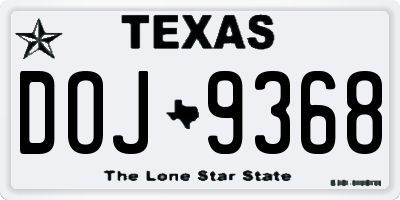 TX license plate DOJ9368