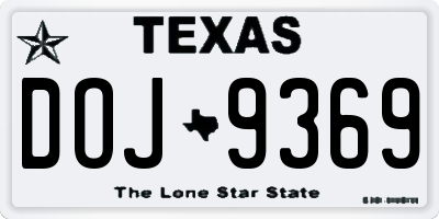 TX license plate DOJ9369