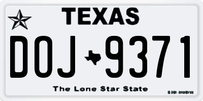 TX license plate DOJ9371