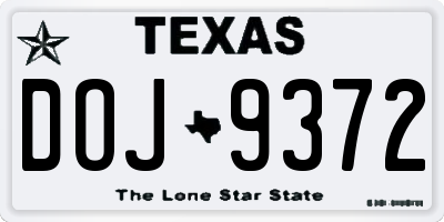 TX license plate DOJ9372
