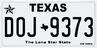 TX license plate DOJ9373