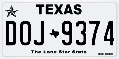 TX license plate DOJ9374