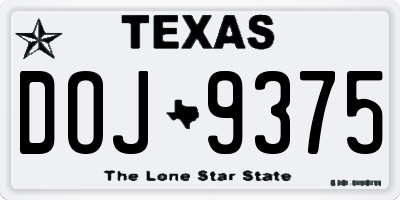 TX license plate DOJ9375