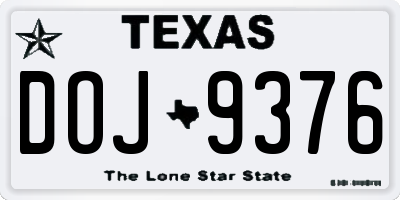 TX license plate DOJ9376