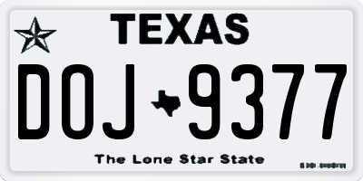 TX license plate DOJ9377