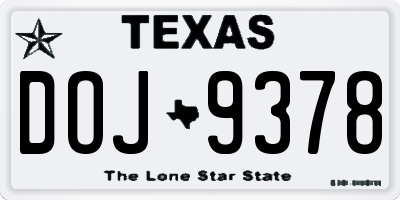 TX license plate DOJ9378