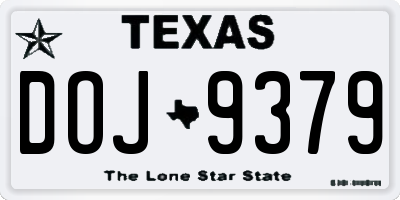 TX license plate DOJ9379