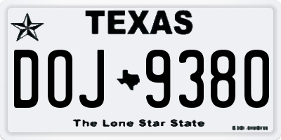 TX license plate DOJ9380