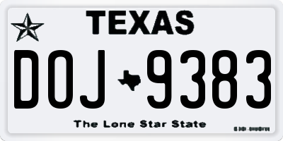 TX license plate DOJ9383