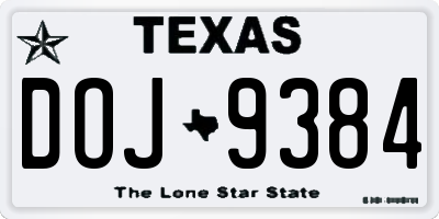 TX license plate DOJ9384