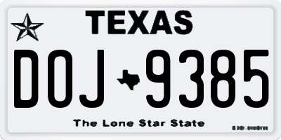 TX license plate DOJ9385