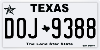 TX license plate DOJ9388