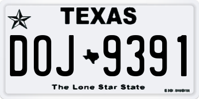 TX license plate DOJ9391