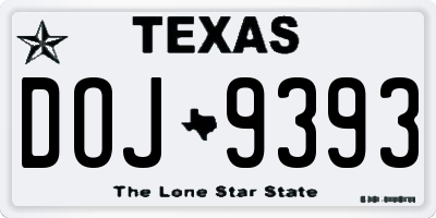 TX license plate DOJ9393
