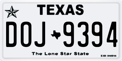 TX license plate DOJ9394