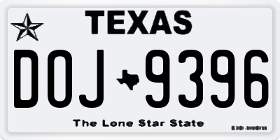 TX license plate DOJ9396