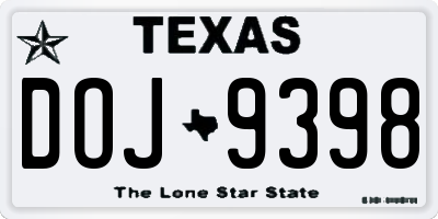 TX license plate DOJ9398