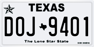 TX license plate DOJ9401