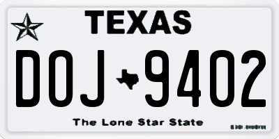 TX license plate DOJ9402