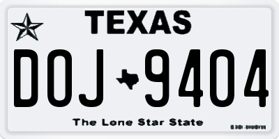 TX license plate DOJ9404
