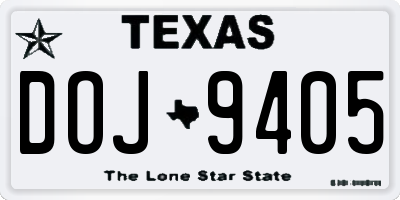 TX license plate DOJ9405