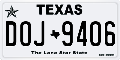 TX license plate DOJ9406