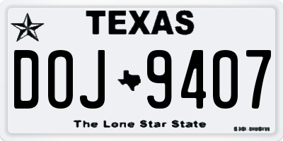 TX license plate DOJ9407